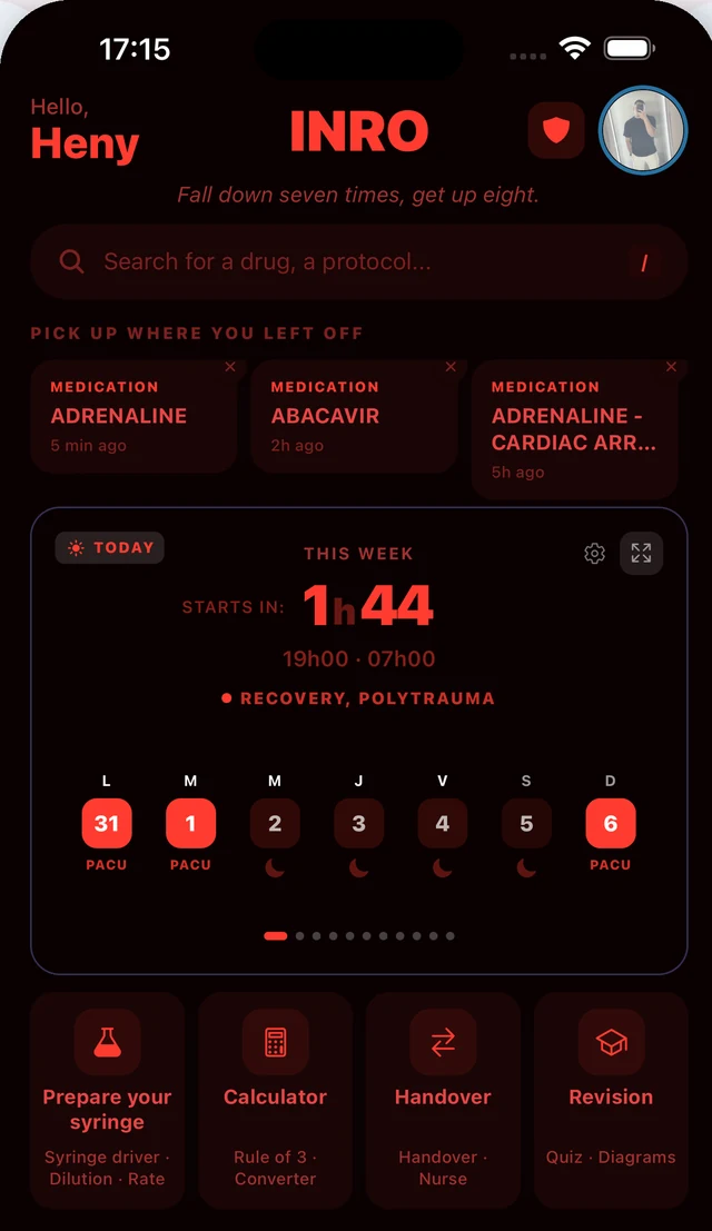 INRO tactical mode in red on black, preserving night vision